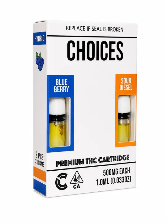 THCCarts BLUEBERRY X SOUR DIESEL – 1G(500MG EACH) 2 IN 1 CARTRIDGE