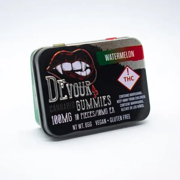 THCCarts Devour Watermelon Gummies 100mg THC Per Package
