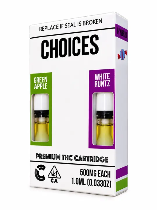 THCCarts GREEN APPLE X WHITE RUNTZ – 1G(500MG EACH) 2 IN 1 CARTRIDGE