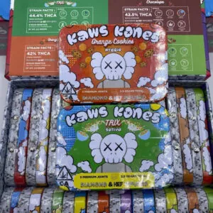THCCarts KAWS KONES PREROLLS – INFUSED W/DIAMONDS + KIEF – 5 PER PACK